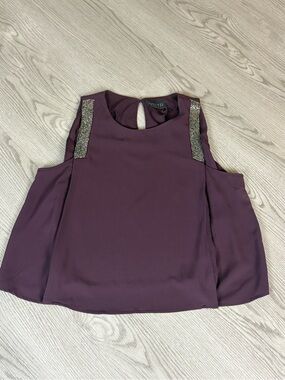 Astr Plum Sleeveless Beaded-Shoulder Camisole